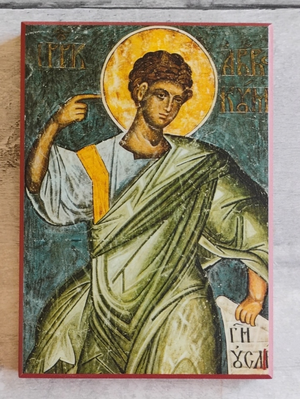 Prophet Habbakuk Religious Icon Wooden Plaque With Pamphlet